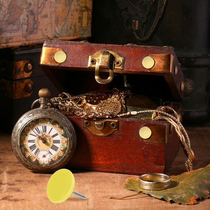 uxcell 120Pcs Push Pins, 11mmx13mm Round Flat Head Decorative Thumb Tacks Upholstery Tacks for Cork Board Office Wall Hangings, Yellow