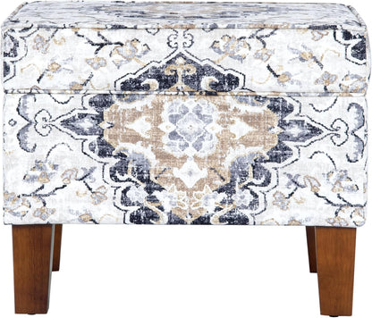 Home Decor | Dinah Collection Modern Storage Ottoman | Ottoman with Storage for Living Room & Bedroom(Antiqued Ebony Cream)