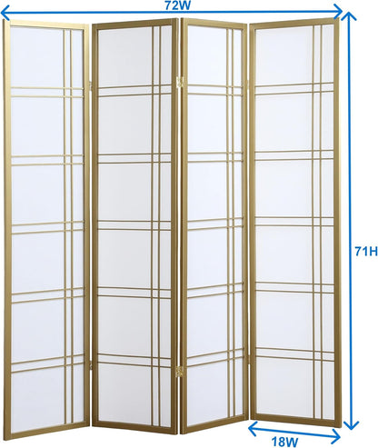 NicBex Room Divider 4 Panel Room Dividers with Paper-Looking Partition Room Dividers and Folding Privacy Screens Wall Divider for Home, Office, Room Separation,72" W x 1" D x 70" H, Silver