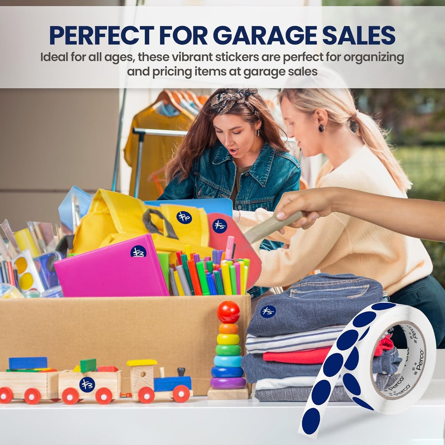 Perco Dark Blue 1-Inch Round Circle Dot Sticker Labels with Removable Adhesive – 1,000 Labels/Roll – Versatile, Vibrant Colors, Reliable Hold, No Residue, Perforated for Convenient Use – Made in USA