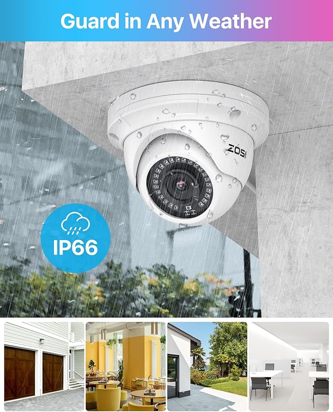ZOSI 8CH 4K PoE Security Camera System with 2TB Hard Drive,4pcs 3K 5MP Outdoor Indoor PoE IP Dome Cameras,Night Vision,Motion Alert,Remote Access,8 Ports 16CH 8MP NVR Recorder for Home 24/7 Recording