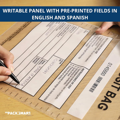 Clear Plastic Deposit Bags 10"x13" | Secure Bank Deposits, Cash Handling or Safe Currency Transportation | Sequential Barcodes | Tamper-Evident | Tear-Off Receipt for Security | 100-Pack