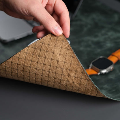 Jersey Genuine Calfskin Leather Desk Pad, Office Desk Mat with Non-Slip Bottom, Smooth Surface for Mouse & Keyboard, Desk Protector (36x19 inches) (Dark Green)