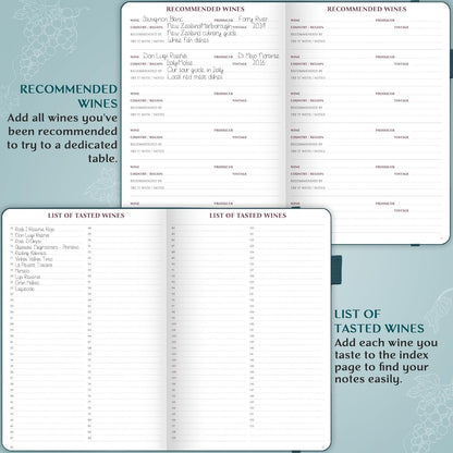 Legend Wine Tasting Journal – Wine Guide & Diary – Unique Accessories & Gifts for Wine Lovers, Women & Men, Eco Leather Notebook (Deep Sea)