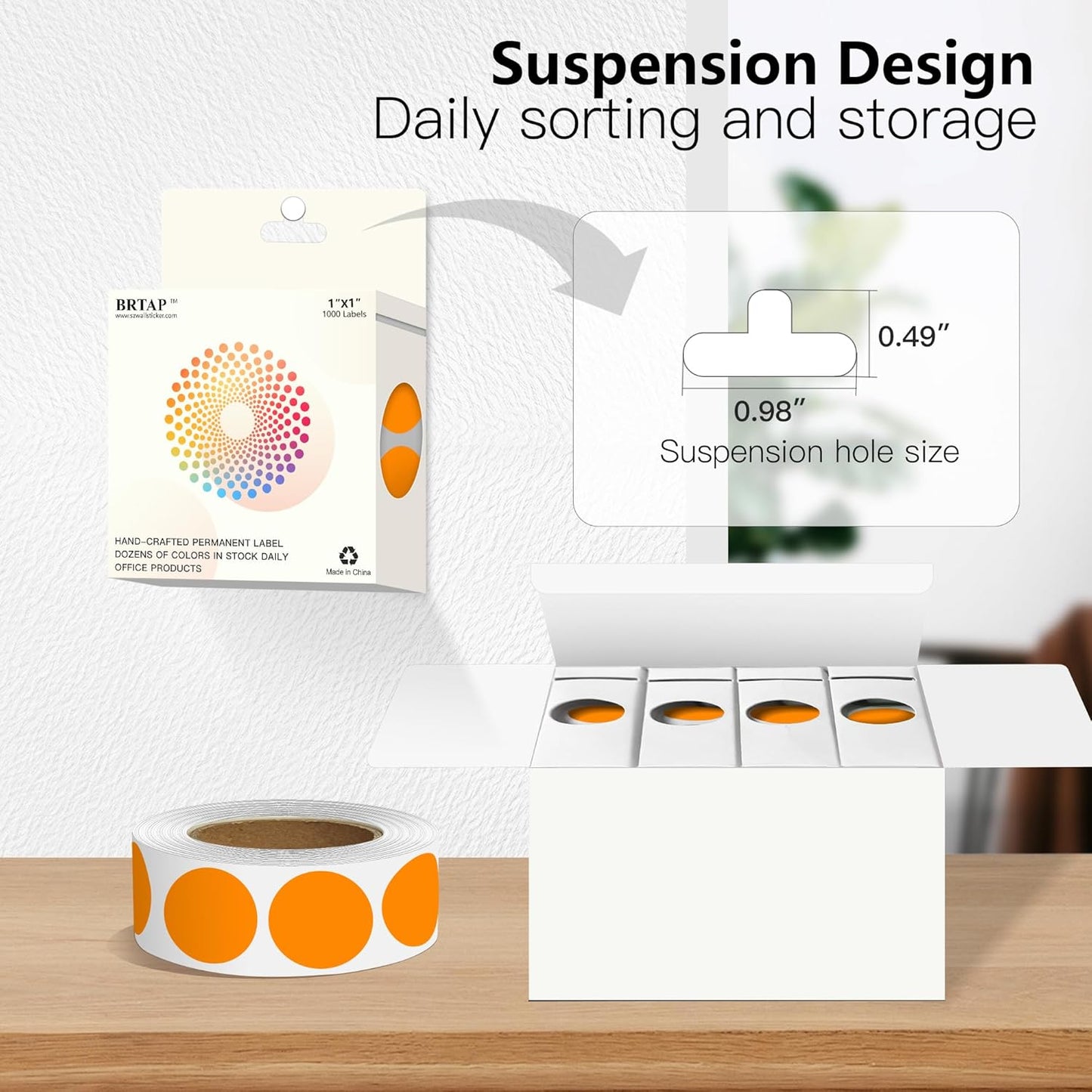 Orange 1 Inch Round Color Coding Labels with 4000 Dots, 4 Rolls - Bright Color Dot Stickers for File Folders, Inventory System - Highly Visible