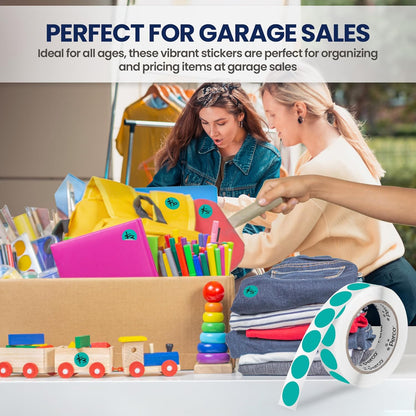 Perco Teal 1-Inch Round Circle Dot Sticker Labels with Removable Adhesive – 1,000 Labels per Roll – Versatile, Vibrant Colors, Reliable Hold, No Residue, Perforated for Convenient Use – Made in USA