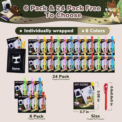 JoyCat 6 Pcs Invisible Ink Pens with UV Light for Kids with Notebooks,Spy Pen Magic Markers for Secret Message,Class Prizes for Students Bulk,Birthday Gift for Boys Girls