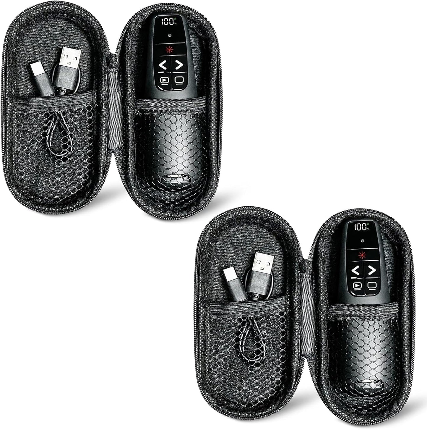 (2 Units) Rechargeable Presentation Clicker with Case, Power Digital Display Wireless Presenter Remote, Red Light Pointer Computer PowerPoint Clickers for Mac Laptop, Slideshow Google Slide Advancer