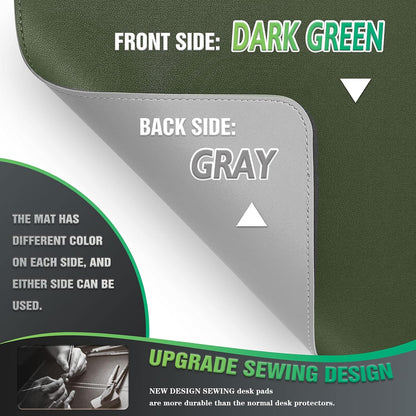 K KNODEL Desk Mat, Blotter, Dual-Sided Office Desk Pad, Waterproof Desk Mat for Desktop, Desk Blotters, PVC Leather Pad Protector (Dark Green, 31.5" x 15.7")