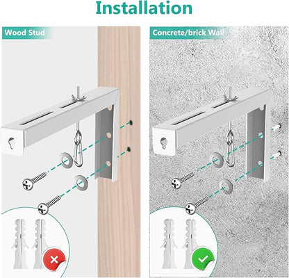 WALI Universal Projector Screen Ceiling Mount, Wall Hanging Mount L-Brackets, 12 inch Adjustable Extension with Hook Kit, Perfect Projector Screen Placement Hold up to 80 lbs (PSM001XL-W), White