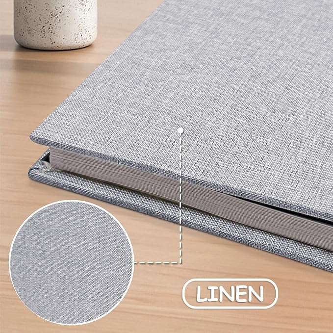Large Photo Album Scrapbook, Holds 4x6, 8x10 Pictures, Self-Adhesive Pages for Baby, Wedding, Travel & Family Memories, Includes Metallic Pen & Scraper, DIY Memory Book for Gifts 13"x12.8" 60 Pages