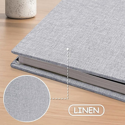 Large Photo Album Scrapbook, Holds 4x6, 8x10 Pictures, Self-Adhesive Pages for Baby, Wedding, Travel & Family Memories, Includes Metallic Pen & Scraper, DIY Memory Book for Gifts 13"x12.8" 60 Pages