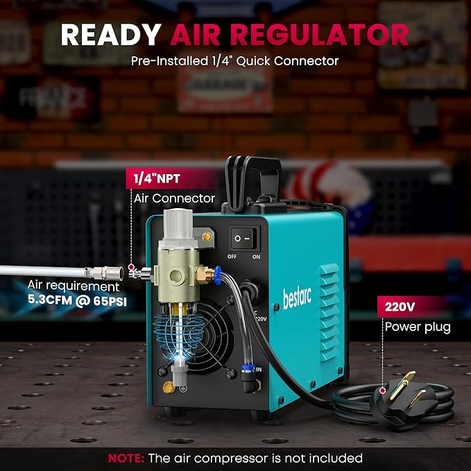 bestarc Plasma Cutter, [Blow Back Pilot Arc][Large LED][Air Sensor] 60A Non-HF bestarc Plasma Cutter Machine 110V/220V Dual Voltage, 5/8" Clean Cut 4/5" Max Cut, Post Flow, 2T/4T for Beginners DIY