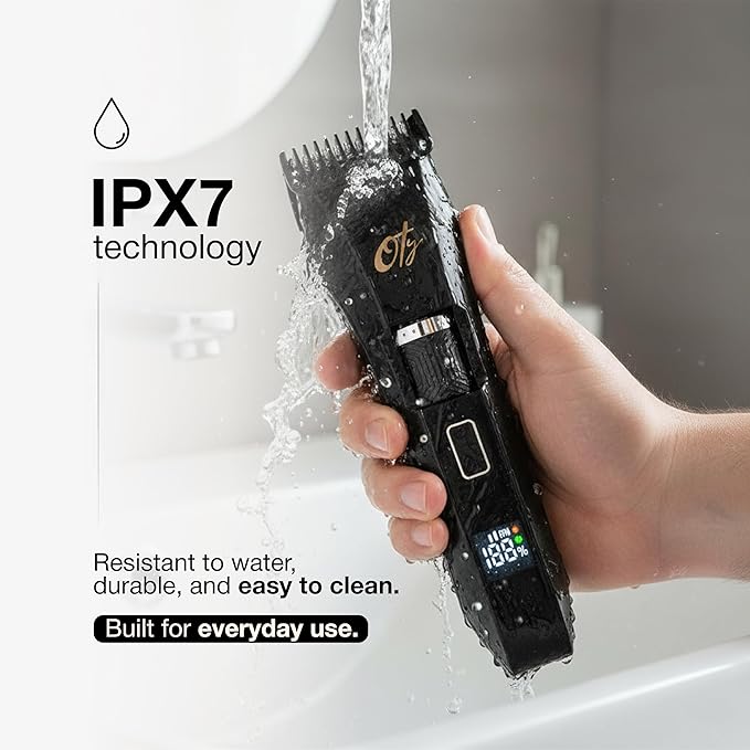Oty Beard Trimmer for Men Adjustable - Waterproof Cordless Hair Clippers with 20-Length Dial, Stainless Steel Blades, LED Display & Travel Lock - Rechargeable Grooming Kit – Ideal Gift for Me