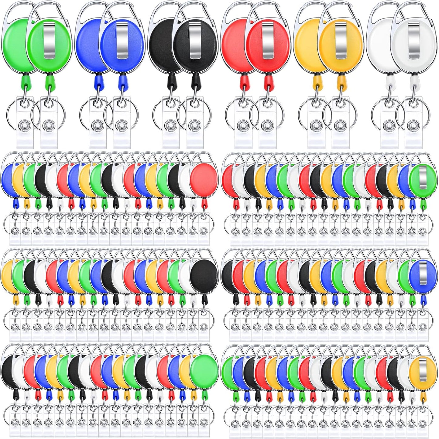 Honoson 40 Pcs Heavy Duty Retractable Badge Reels Batch ID Badge Holder Retractable Clip Bulk Key Holder with Ring for Office Worker Employee, Doctor Nurse Gifts (Bright Color)