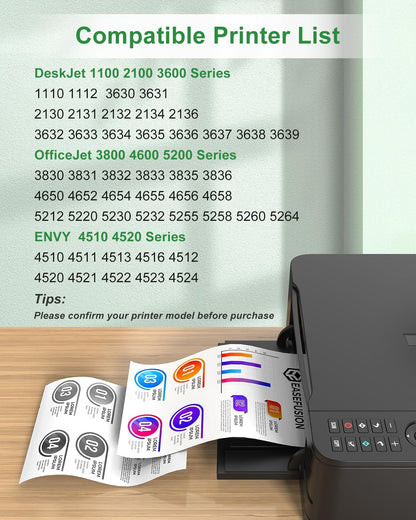 63XL Ink Cartridges Black and Color Remanufactured Replacement for HP Ink 63 63XL HP63XL HP63 Combo Pack Work for Envy 4520 4512 OfficeJet 3830 4650 5255 5258 4655 DeskJet 3630 2130 Printer