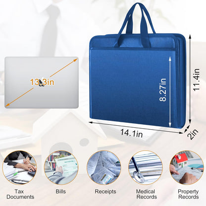File Organizer Fireproof Expanding Accordion File Folder with Zipper Labels13 Pockets Document Organizer Holder Storage Box Bag for Business Office Receipt Home Travel