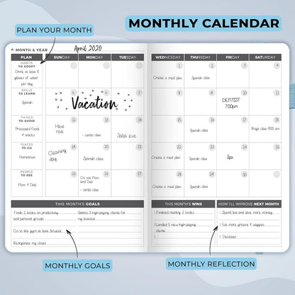 Clever Fox Planner – Undated Weekly & Monthly Planner for Productivity, Time Management & Goals – Organizer Journal – A5 (Periwinkle)