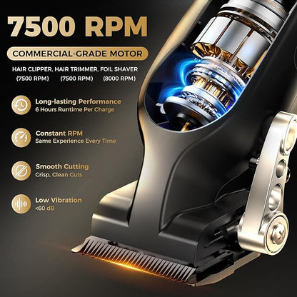 Hair Clippers for Men Professional, Barber Clippers and Trimmers Set, Cordless Hair Clippers, Hair Cutting Kit, Barber Kit, Haircut Kit, Maquina para Cortar Pelo De Hombre