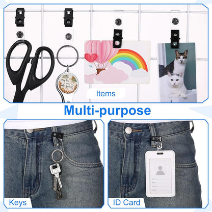 Marspark 400 Pack Metal Badge Clips with PVC Straps Double Hole ID Badge Clips for Name Tag ID Cards Holders, Office Supplies(Black)