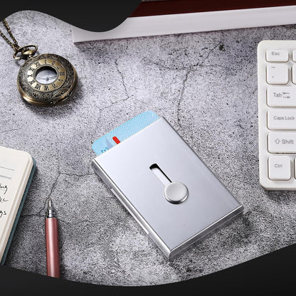 Zonon Large Thumb Drive Business Card Holder Fit 28 Name Credit Aluminum Alloy Slide out Name Card Case Portable Business Holder Wallet Pocket for Men Women (Silver)