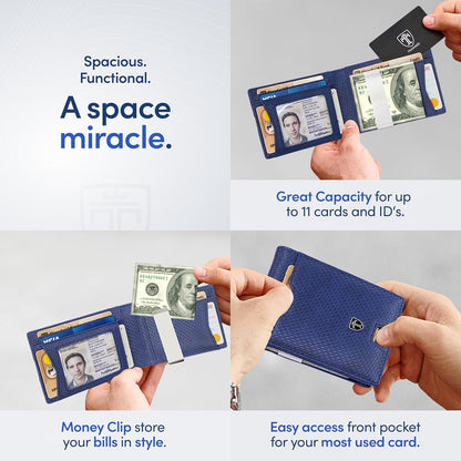 TRAVANDO Mens Wallet with Money Clip AUSTIN RFID Blocking Bifold Credit Card Holder for Men with Gift Box