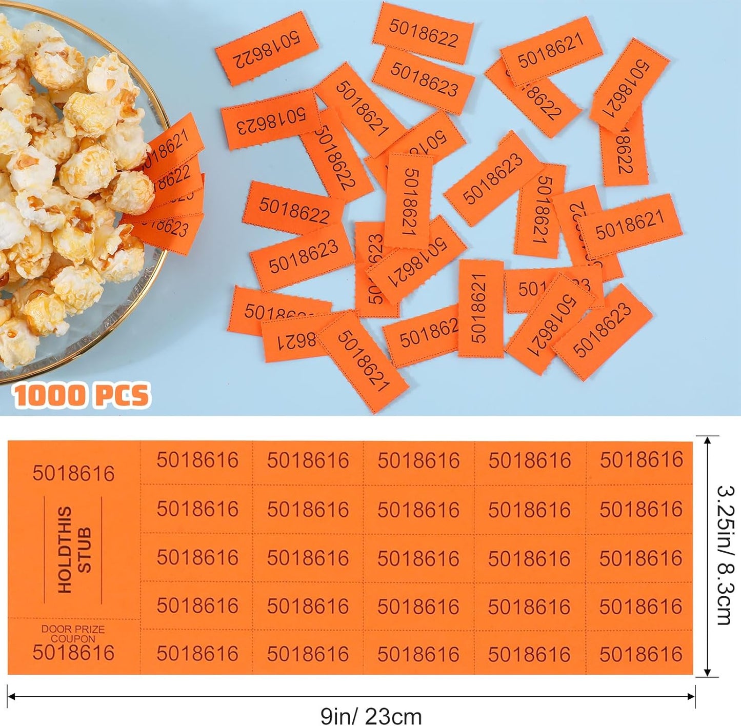 Kosiz 1000 Sheets 25 Bid Raffle Ticket Numbers - Chinese Auction Ticket Sheets for Silent Auctions, Events & Church (Orange)