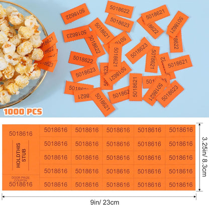 Kosiz 1000 Sheets 25 Bid Raffle Ticket Numbers - Chinese Auction Ticket Sheets for Silent Auctions, Events & Church (Orange)