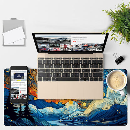 Large Mouse Pad Starry Sky Gaming Desk Pad Computer Keyboard Non-Slip Waterproof Mouse Mat with Rubber Base and Stitched Edges Entertainment Office Writing Desk Mat 35.4 x 15.7 Inches