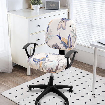 Smiry Stretch Printed Office Computer Chair Covers, Universal Washable Removable Desk Rotating Chair Slipcovers Protector, Seat + Backrest Cover - Beige