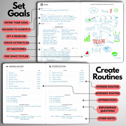 Undated Daily Planner – 6-Month A5 Productivity Organizer with Full Page Per Day, Hourly Schedule, Goal Setting, Habit Tracker, Weekly & Monthly Pages – Hardcover Time Management Notebook (Red)