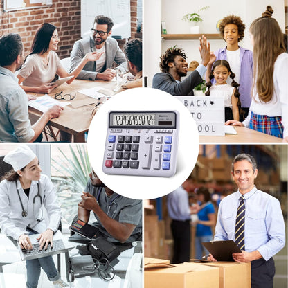 Comix Desktop Calculator Solar Battery Dual Power with 12-Digit Large LCD Display and Large Computer Keys Standard Function Calculator for Home Office School, White