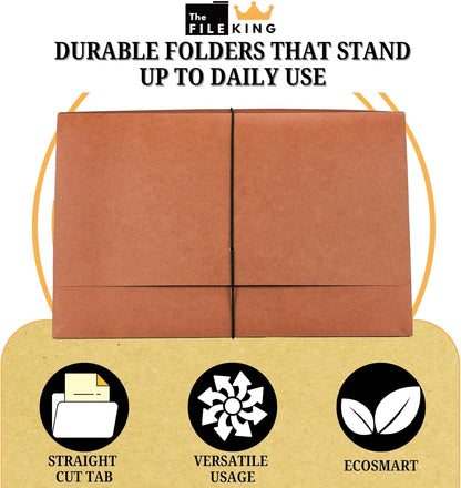 The File King Expanding File Wallet - Legal Size, 10 Redropes | USA Made | 5.25” Expandable File Folders | Redwell Folders Legal Size Wallets | Red Rope Expanding File Folder with Flap & Elastic Cord