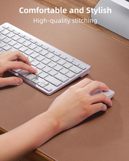 Leather Desk Pad Protector, Mouse Pad, Office Desk Mat, Non-Slip PU Leather Desk Blotter, Laptop Desk Pad, Waterproof Desk Writing Pad for Office and Home (Champagne Gold, 31.5" x 15.7")