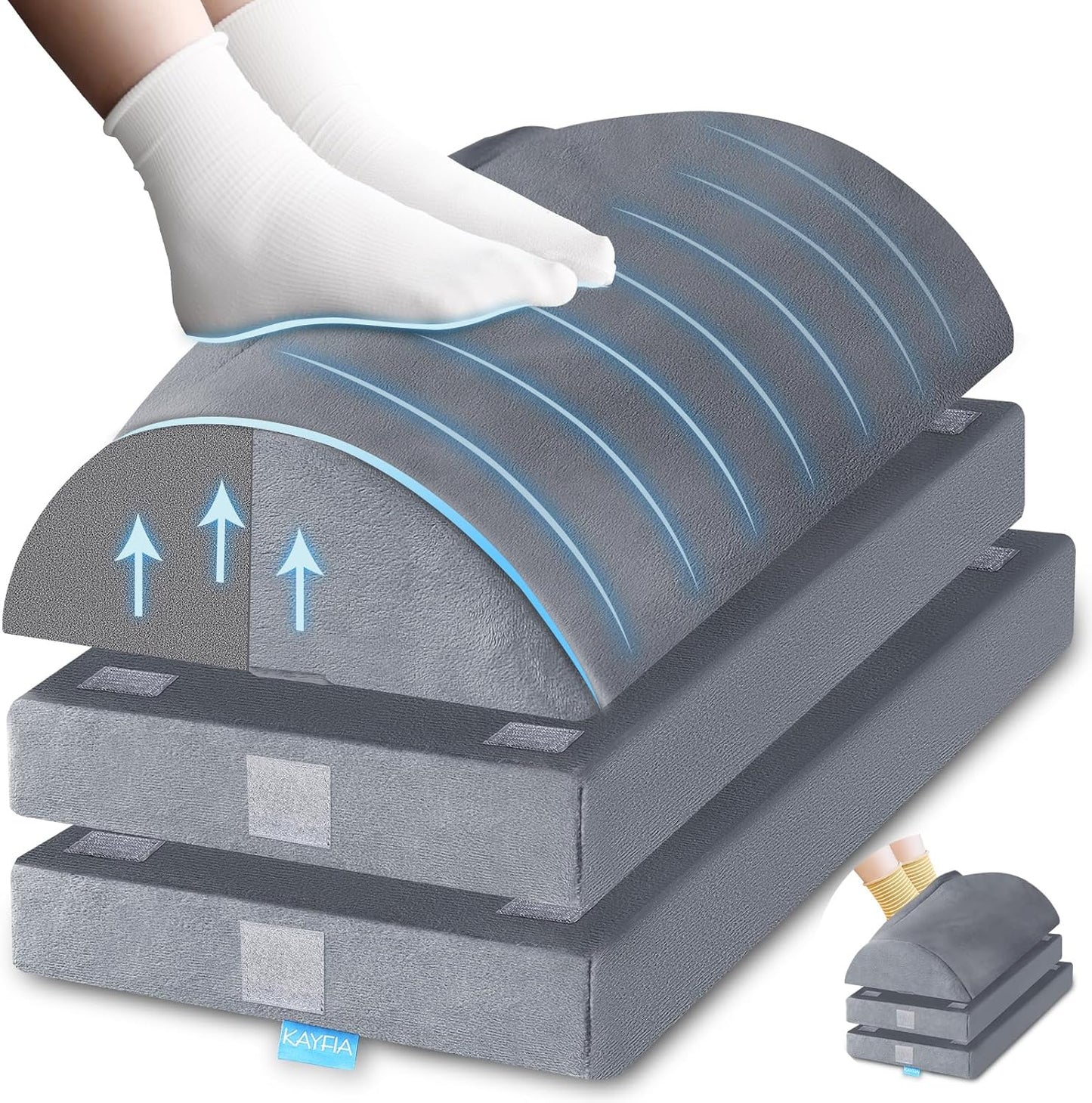 XXL(20in) Foot Rest for Under Desk at Work with 3 Adjustable Heights, Foot Stool with Bamboo Charcoal Foam, Feet Warm Pocket Footrest for Office Gaming Chair, for Leg Support -Gray