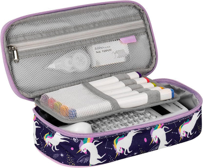 Choco Mocha Unicorn Pencil Case for Girls, Soft Pencil Case Kids Pencils Pouch for Kindergarten Girls, Purple