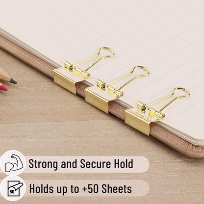 Mr. Pen- Gold Mini Binder Clips - 50 Pack, 0.75 in, Small Size, Paper Clips for Office