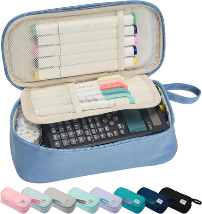 Pencil Case Pouch Box Bag School Supplies Girls Boys Kids, Cute Preppy Stuff Large Big Capacity Aesthetic Pen Organizer, Back to College Stationary, Cornflower Blue, Standard Stlye, 1800ml