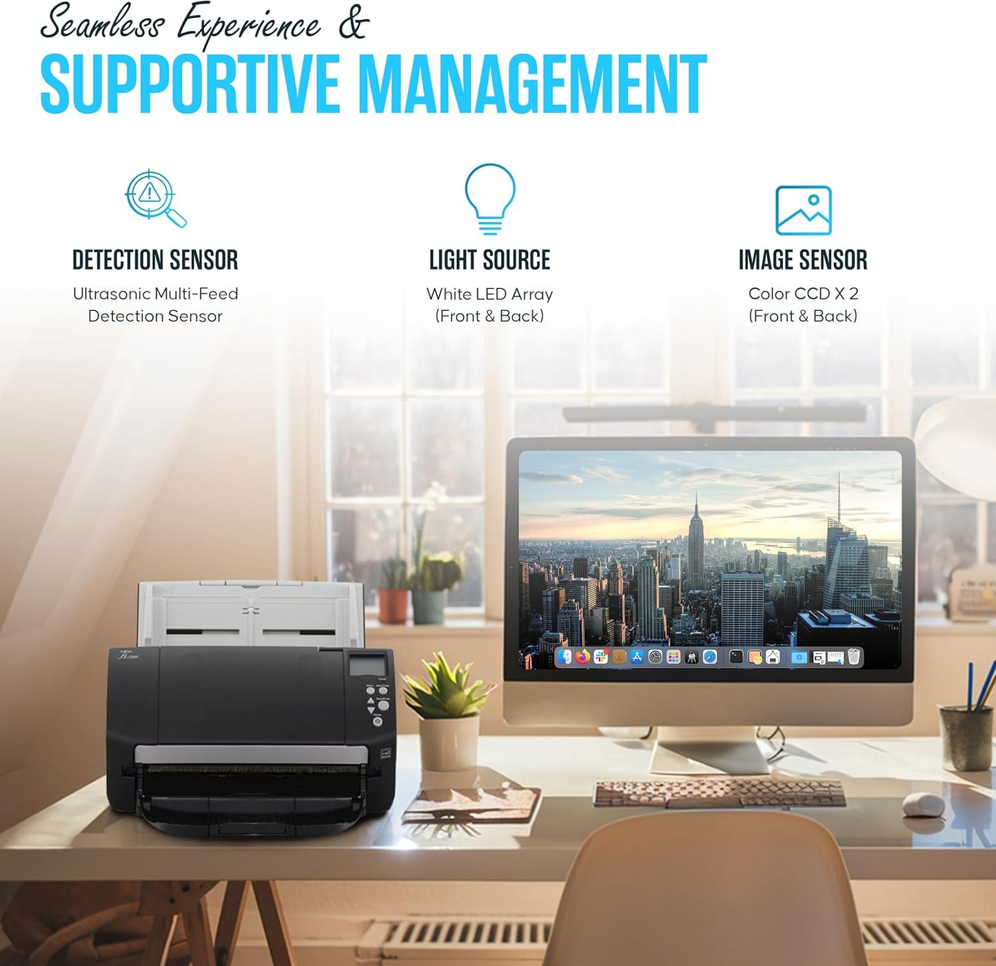 FI-7160 Fujitsu Document Scanner - Duplex - Scanners for Computers with 24V & USB 3.0 Cable, 8.5 X 14 in, 600 DPI, 60 PPM (Mono/Color), ADF, 4000 Scans Per Day (Renewed)
