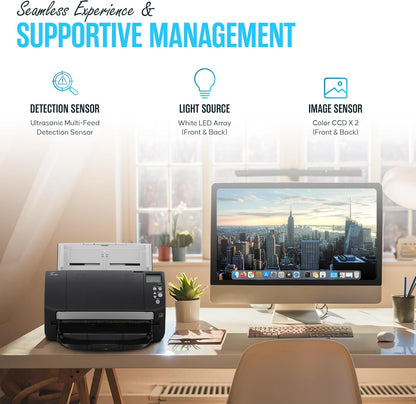 FI-7160 Fujitsu Document Scanner - Duplex - Scanners for Computers with 24V & USB 3.0 Cable, 8.5 X 14 in, 600 DPI, 60 PPM (Mono/Color), ADF, 4000 Scans Per Day (Renewed)