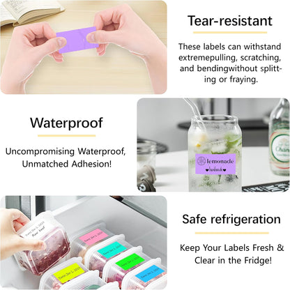 1X2 inch Label Stickers Roll for Thermal Printer 500PCS Colored Removable Freezer Labels Waterproof Blank Sticker Labels to Write on for Food Containers and Jars, Light Purple