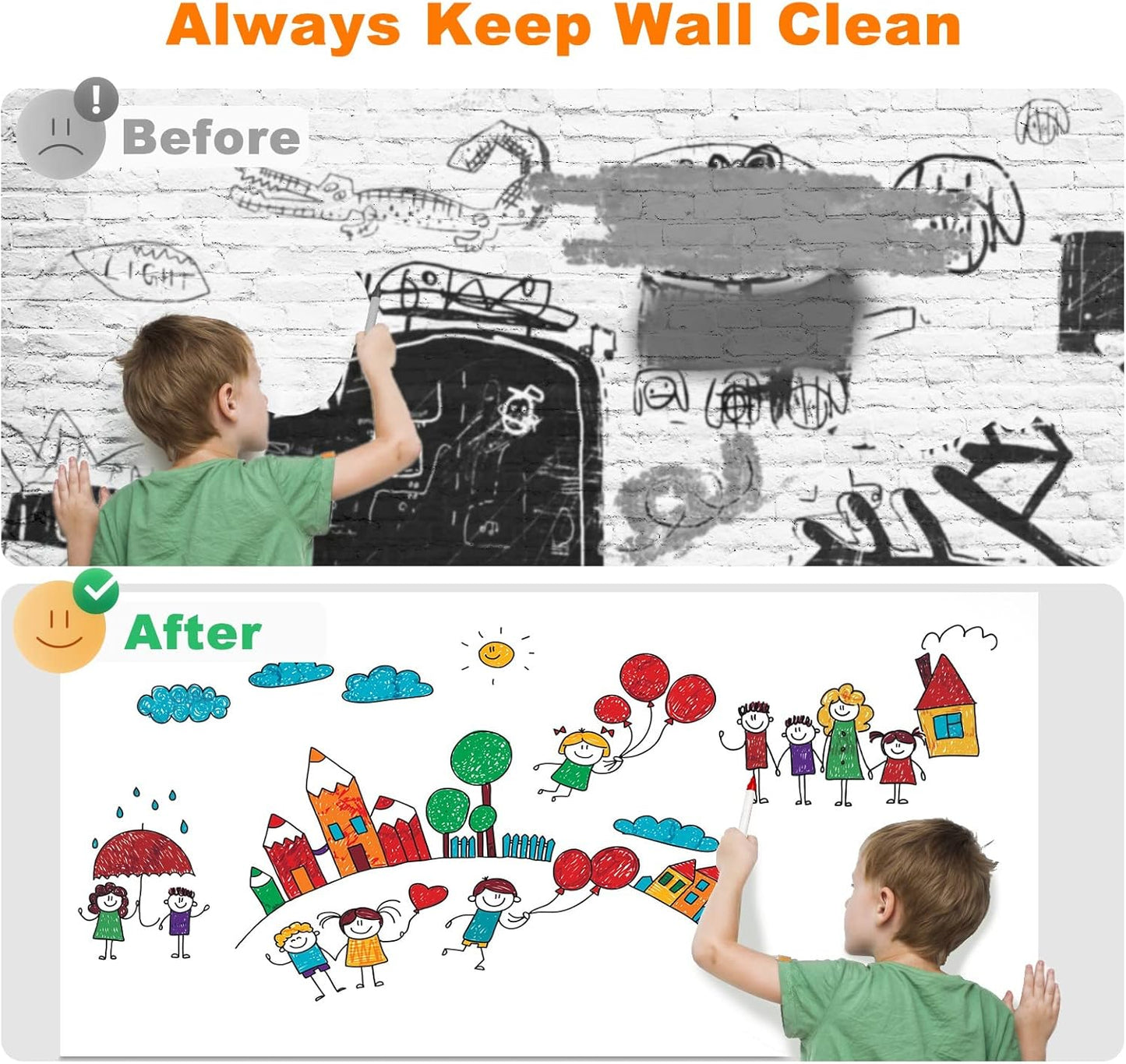 Nortix Dry Erase Wallpaper, Whiteboard Paper for Wall, White Board Sticker Roll for Wall, Dry Erase Contact Paper Stain-Proof Wall Decal, Perfect Replacement for White Board (4x8ft)