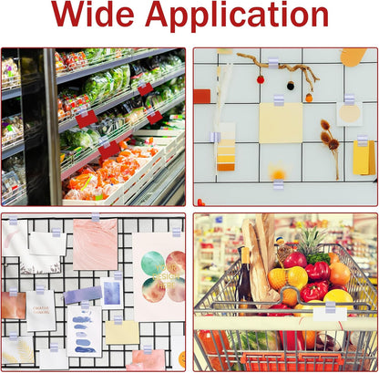 Kathfly 100 Pcs Gridwall Sign Holder Clip 1/2 Inch Wire Shelf Label Holder Clip on Price Tag Card Display Gridwall Accessories for Wire Rack Slatgrid Shelves & Baskets