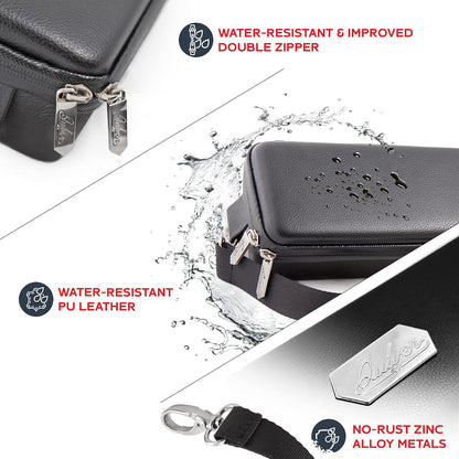 Quiver Time Black Quiver Card Carrying Case - TCG Cards Deck Box Holder for Trading Cards, MTG Bag Playing Card Case (+Wrist & Shoulder Strap, Dividers, Separators, Corner Pads + 100 Apollo Sleeves)