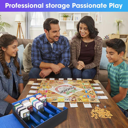 Card Organizer Box, 3000+Trading Card Storage Box, PU Leather Card Organizer Box With 24 Dividers, Magnetic Closure, 4 Supporters, Card Holder Box For Game Sports Card,Blue