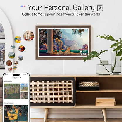 NexFoto Large Digital Picture Frame 27'' Touchscreen, WiFi Electronic Photo Frame 64GB 1920 * 1080 - Add Photos from Google Photos, Upload Videos, for Christmas/Housewarming/Mom/Birthday, Walnut