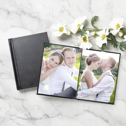 Neil Enterprises Inc. 6" x 8" Black Leather Self-Stick Photo Album - Holds 20 Photos