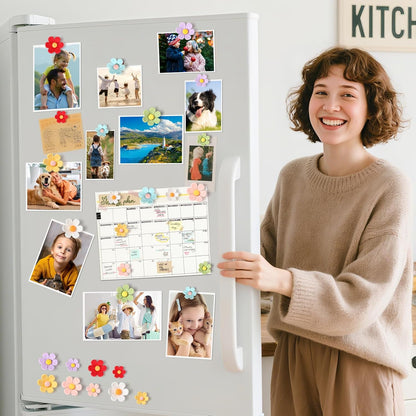 28 Pack Fridge Magnets 3D Cute Flower 7color Magnets ColorfuI Decorative Flower Colorful Cute Small ForWhiteboard Locker & Map Kitchen Office Classroom School(14 Small + 14 Large)