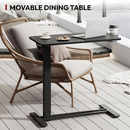 SANODESK Mobile Standing Desk with Hidden Wheels,Pneumatic Laptop Desk Rolling Computer Cart Movable Height Adjustable Small Sit Stand Desk for Home Office(31.5" W x 17.7" D, Black)