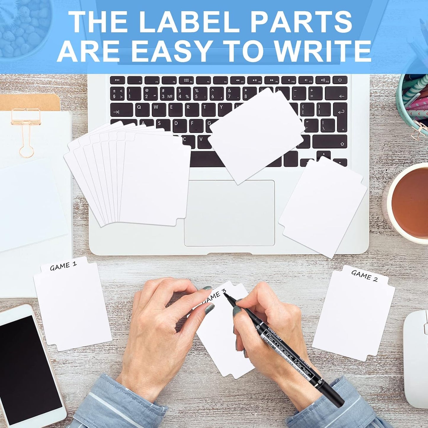 60 Pcs Trading Card Dividers White Card Separators with Tabs Blank Card Box Card Divider Cards for Sports Games, 2.71 x 3.8 Inches Fit for MTG TCG Sports Cards Card Games